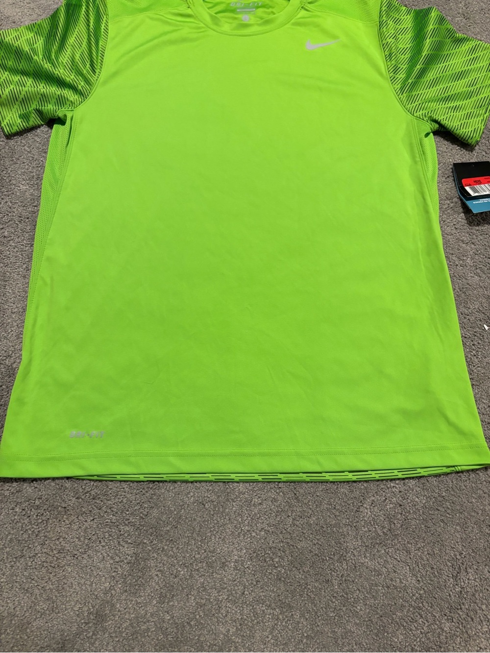 Nike Men's Neon Green Dri-FIT Performance Tee - Picture 3 of 7